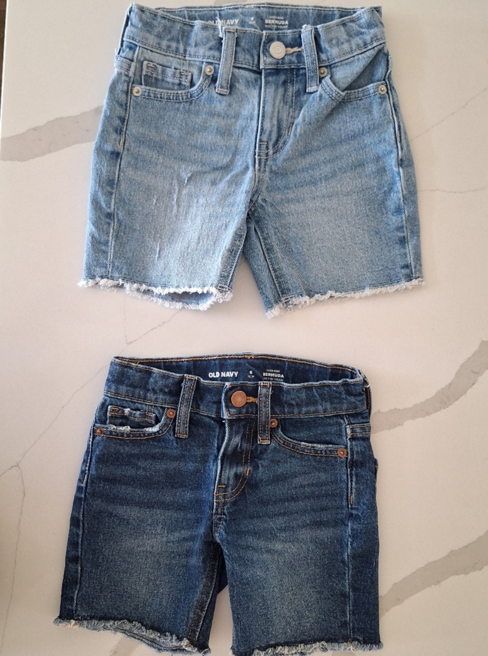 Old Navy Girls Denim Shorts Set - Light Blue & Dark Blue